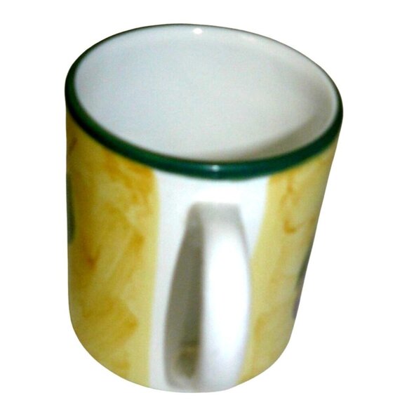 Hand-painted Caleca Frutta Ceramic Coffee Tea Mug Cup Pear Plum Yellow Green Acc - Picture 2 of 4